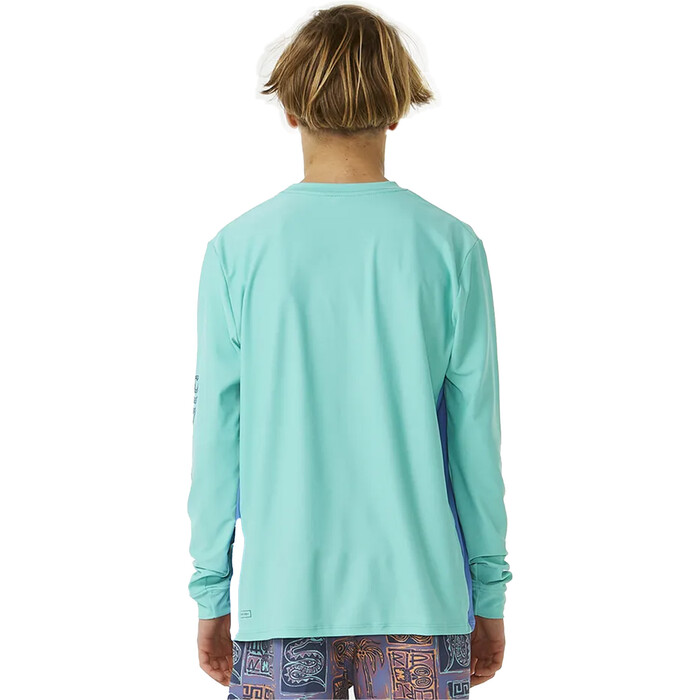 2024 Rip Curl Boys Lost Islands UPF Long Sleeve Rash Vest 12CBRV - Aqua